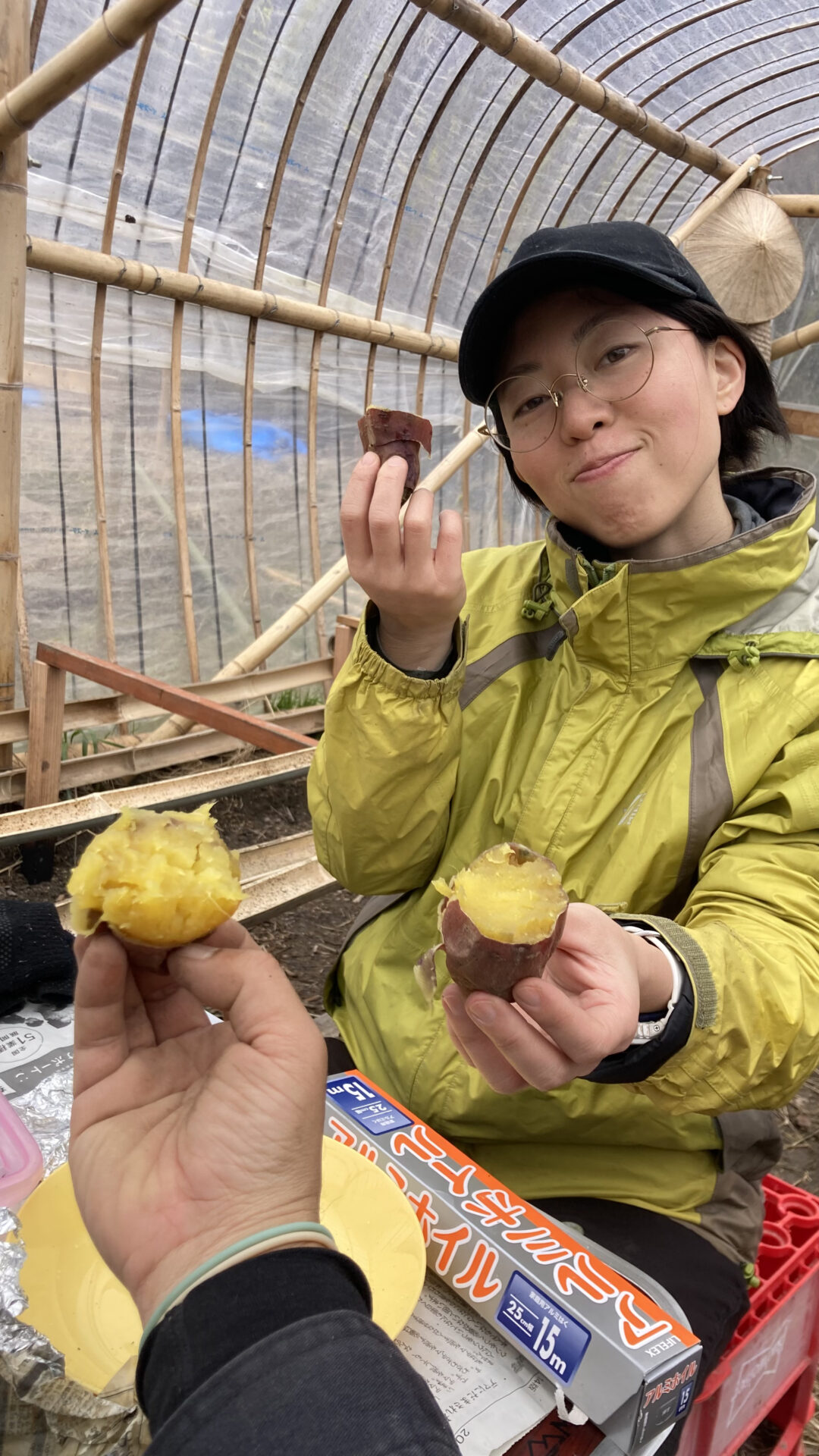 籾殻燻炭,焼き芋